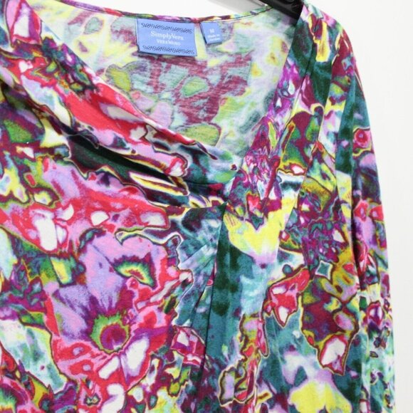 Simply Vera Women Blouse Multicolor Abstract Asymmetric Pullover Long Sleeve M - Picture 3 of 7